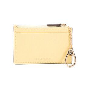 COLE HAAN Pale Banana Leather Card Case With Zip